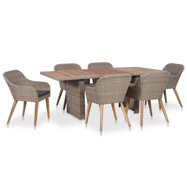 Set Mobilier De Exterior Cu Perne 7 Piese Poliratan 3057814